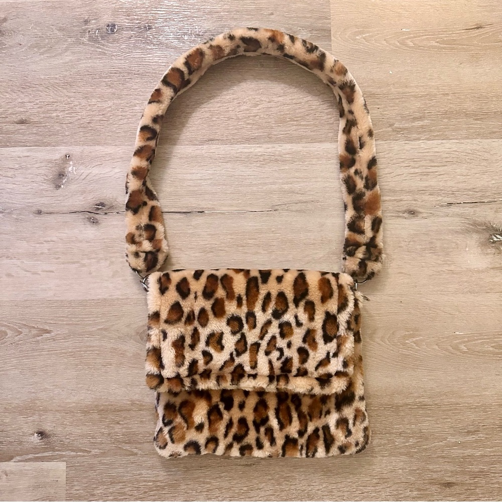 Cute Vintage Leopard Purse Fuzzy Indie Cool Glam Y2K